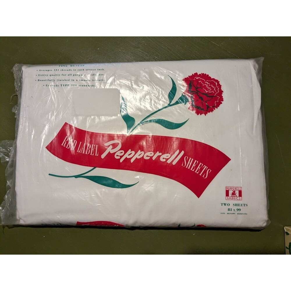 NEW 2 Pepperell Vintage Fine Muslin Flat Sheet Size 81" x 99" Before Hem White